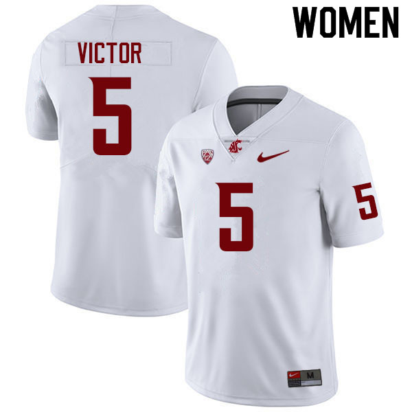 Women #5 Lincoln Victor Washington State Cougars College Football Jerseys Sale-White